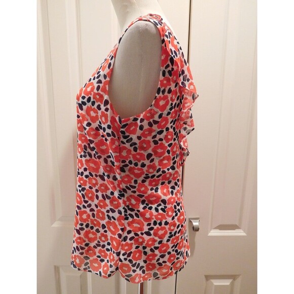 Cabi # 5356 "Flipside Blouse" Floral Print V-Neck Sleeveless Ruffle Blouse SMALL - Picture 5 of 10
